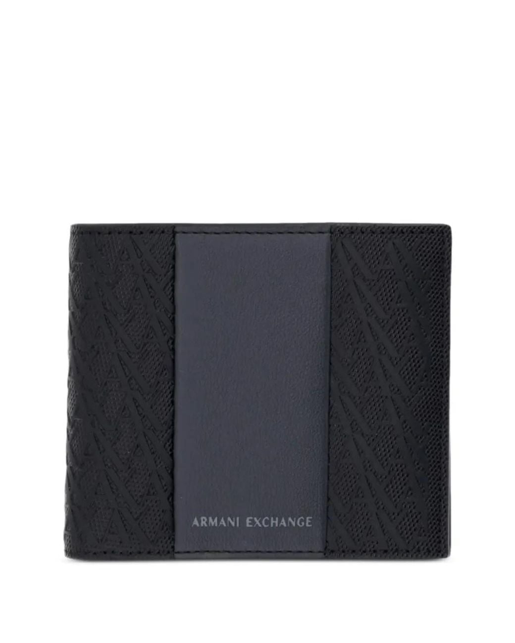 ARMANI EXCHANGE Black Monogram-Pattern Bifold Wallet for men