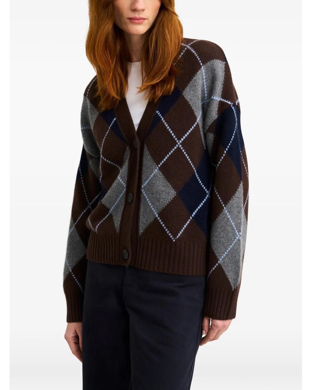 Pringle of Scotland Black Argyle Cashmere Cardigan