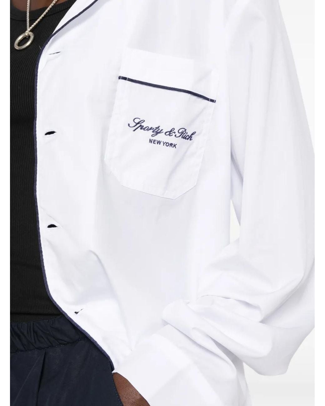 Sporty & Rich White Piping-Detail Shirt