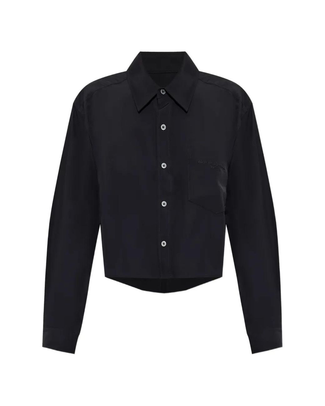 Alexander Wang Blue Logo-Embroidered Cropped Shirt