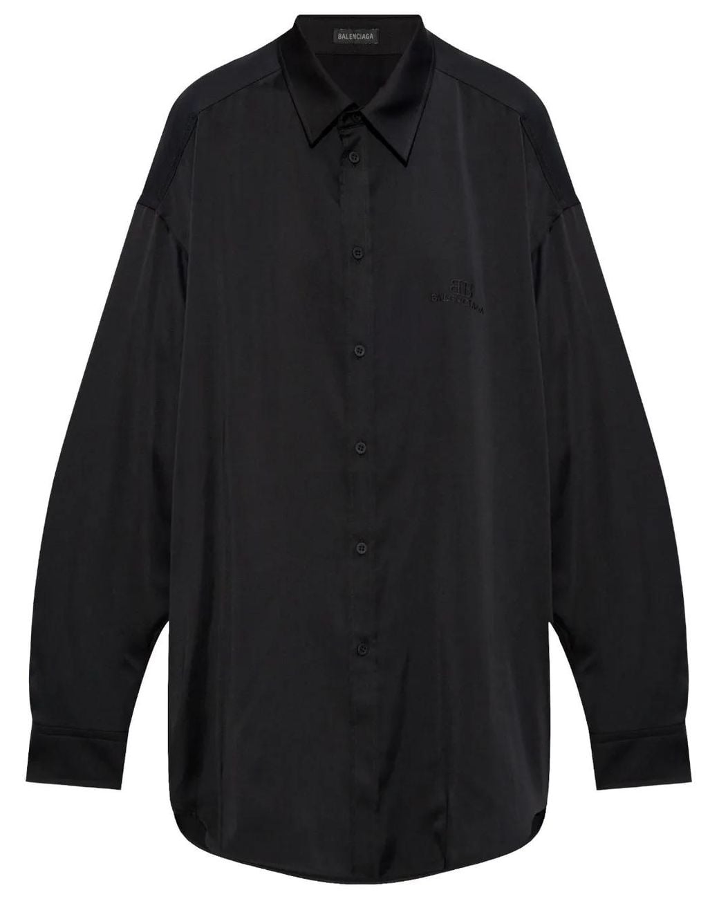 Balenciaga Blue Logo Embroidered Shirt