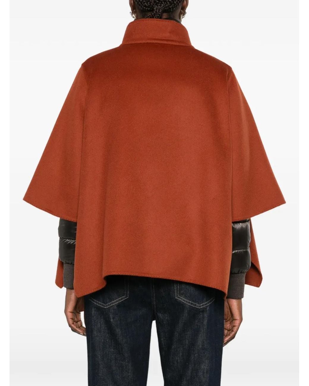 Moorer Orange High-Neck Cape Jacket