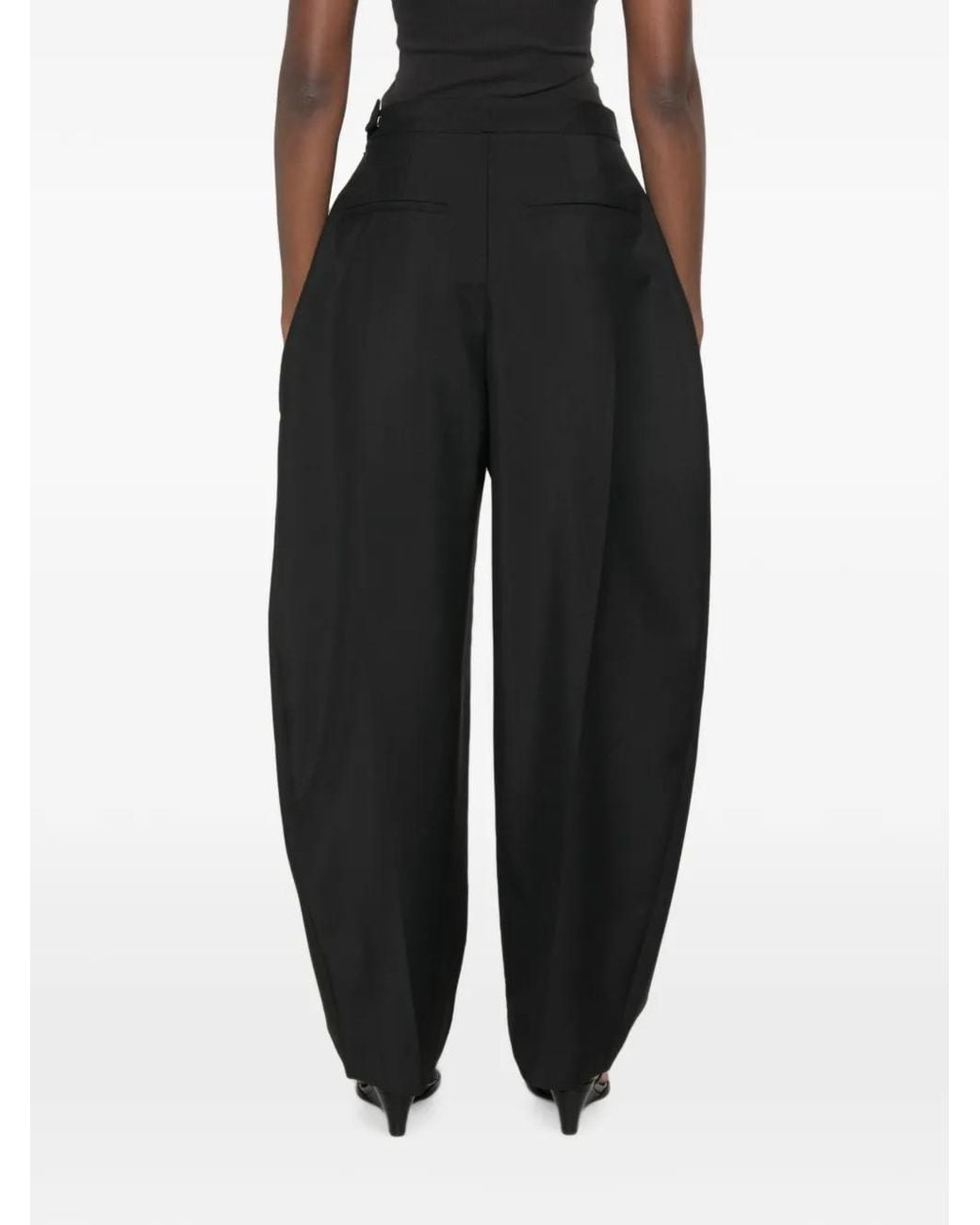 Rohe Black Pleated Wide-Leg Trousers