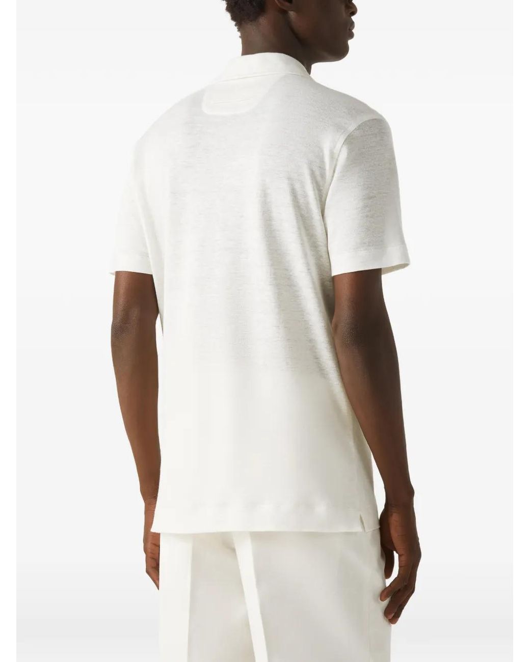 Zegna White Oasi Lino Polo Shirt for men