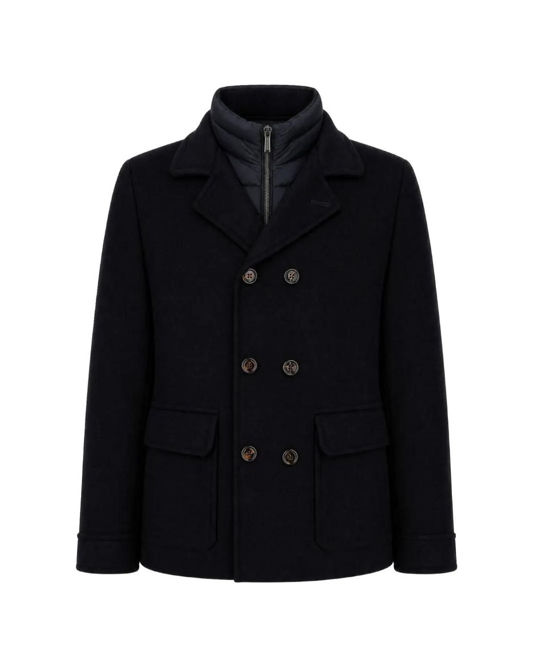 Moorer Black Double-Breasted Layered Jacket for men
