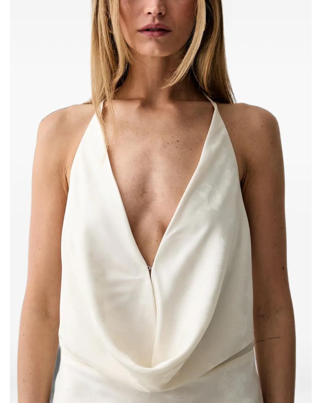 ROTATE BIRGER CHRISTENSEN White Robe Longue En Satin À Dos-Nu