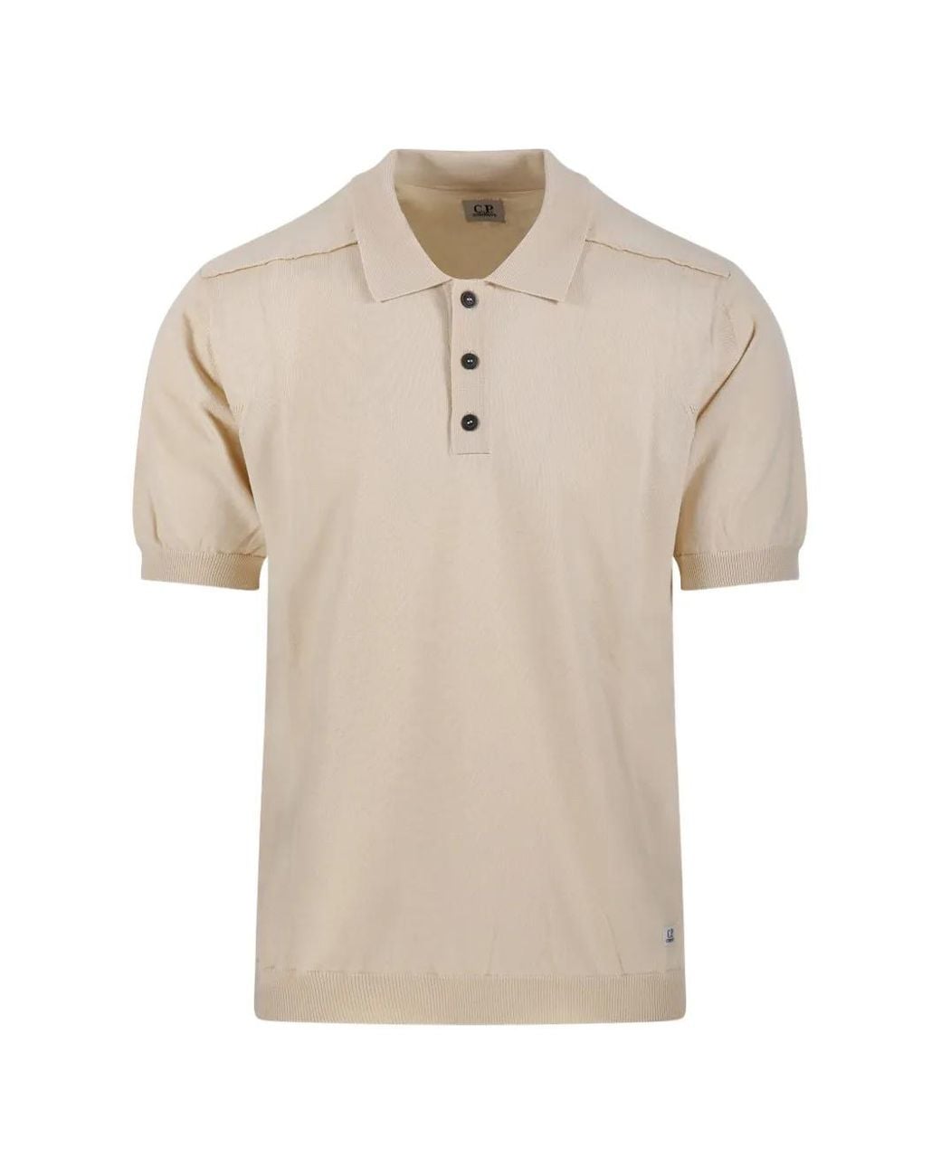 C P Company Natural Buttoned Short-Sleeve Knitwear for men