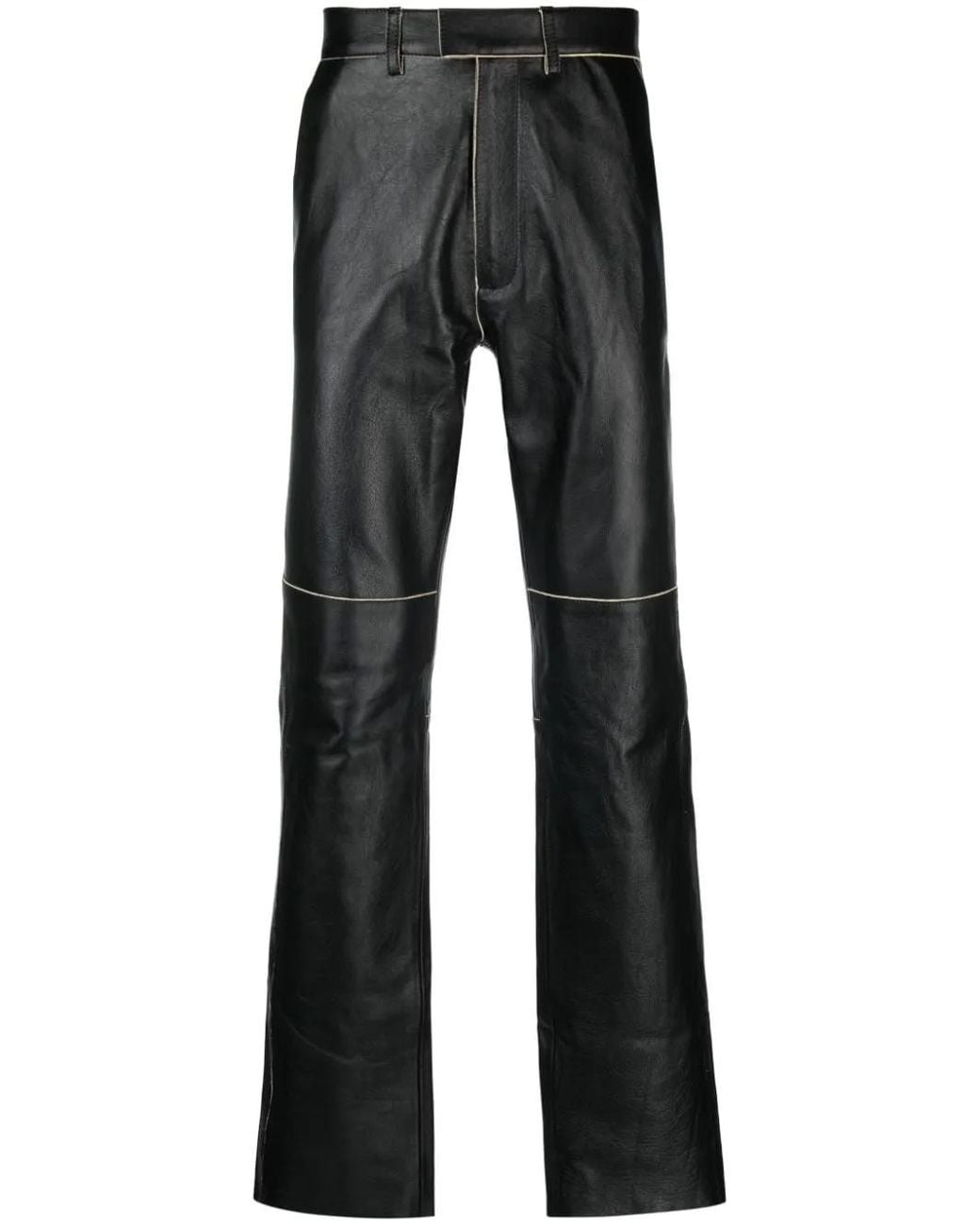 Martine Rose Black Straight-Leg Leather Trousers