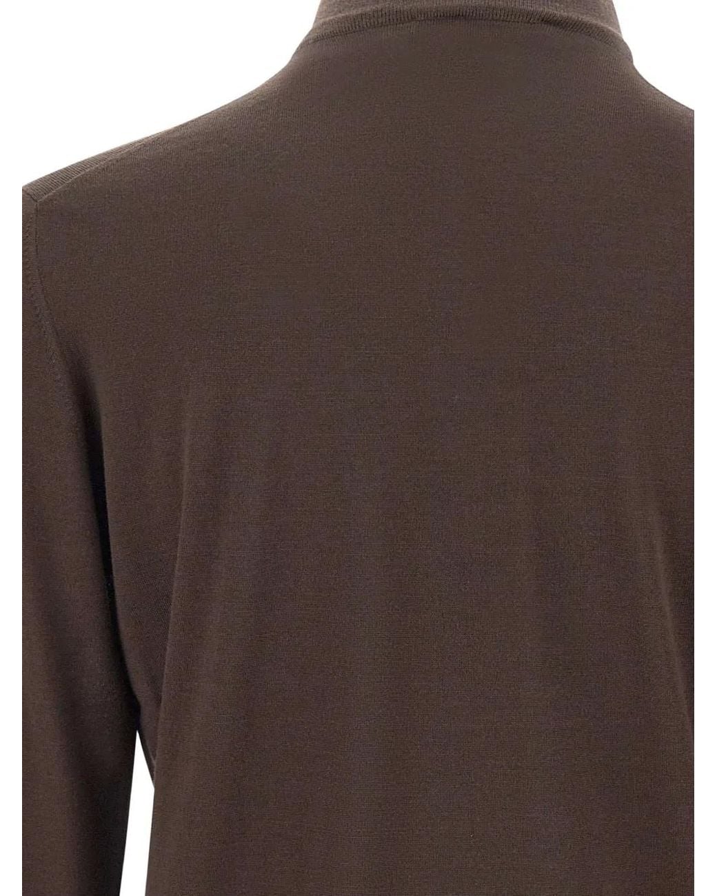 FILIPPO DE LAURENTIIS Brown Half-Zip Merino Polo Shirt for men