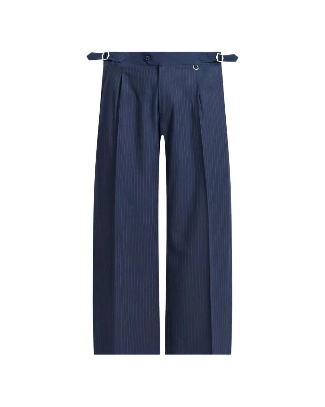RETERNITY Blue Tailored Pinstripe Baggy Trousers for men