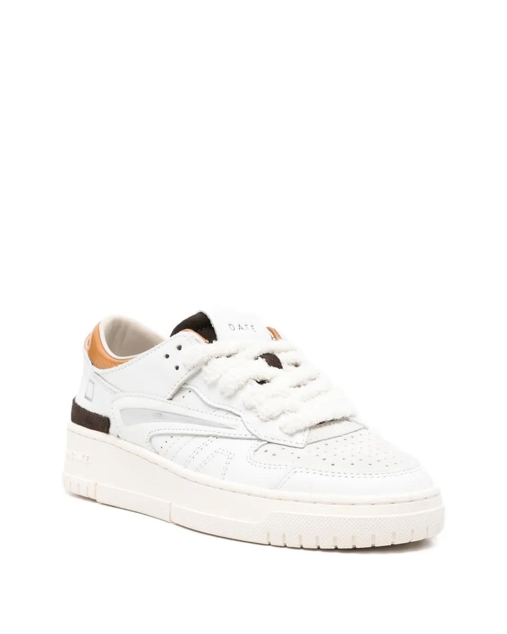 Date White Perforated Panelled Sneakers