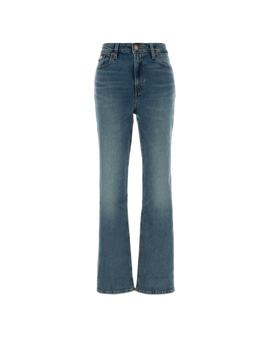 Calvin Klein Blue High-Rise Straight-Leg Jeans