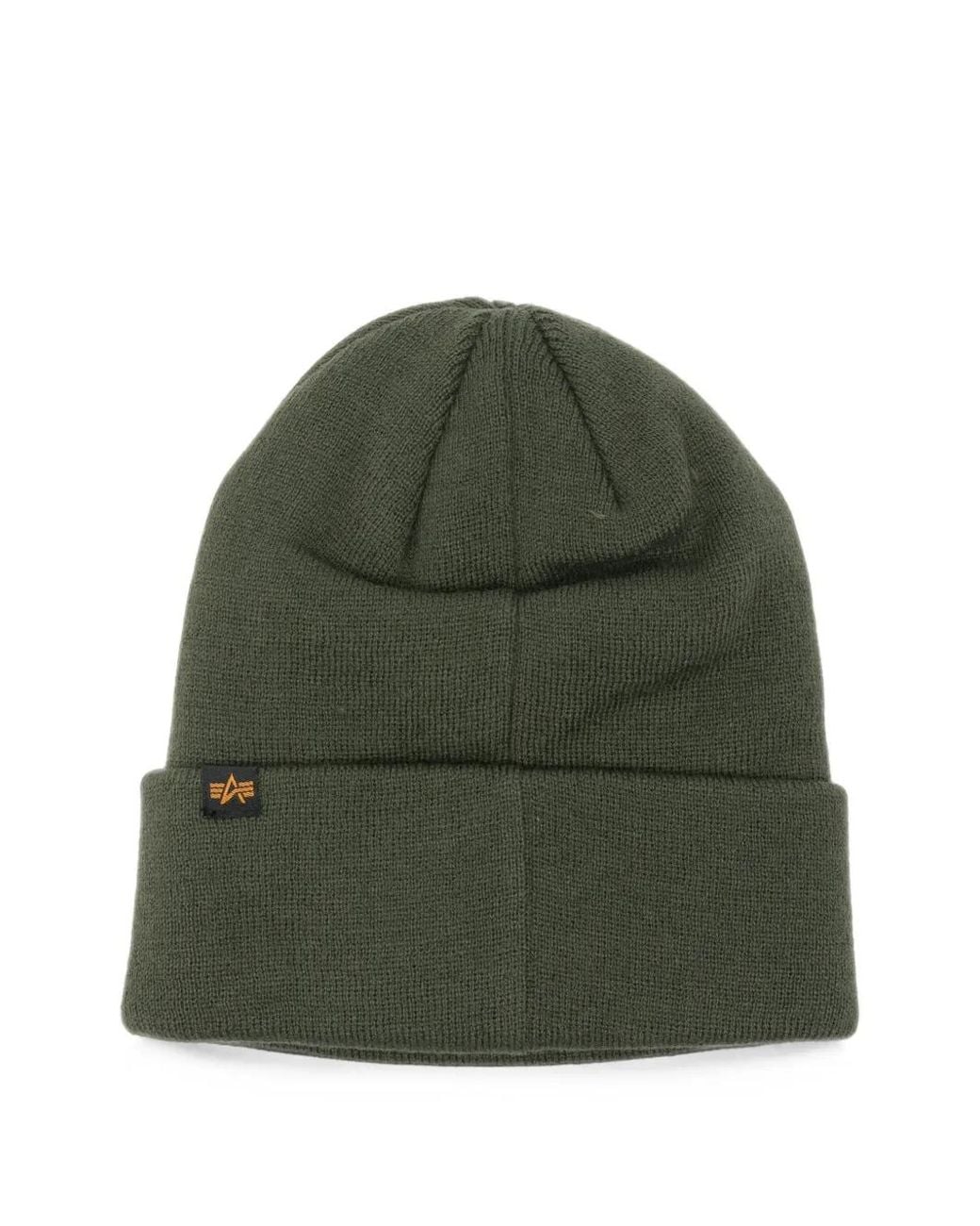 Alpha Industries Green Vlc Logo-Patch Beanie Hat for men