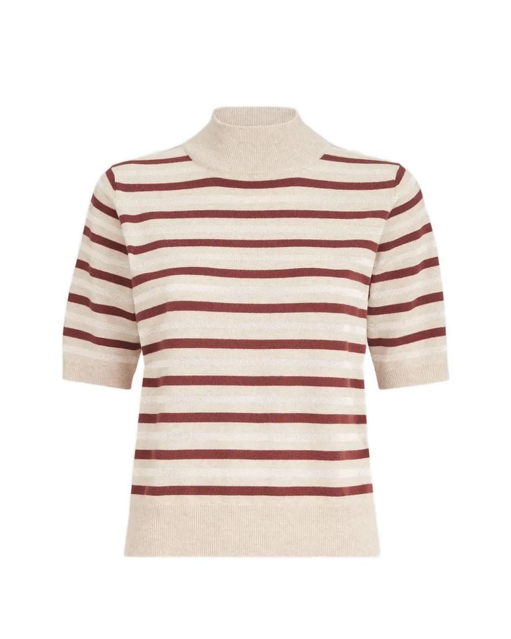 Brunello Cucinelli Natural Wool And Cashmere Striped Sweater