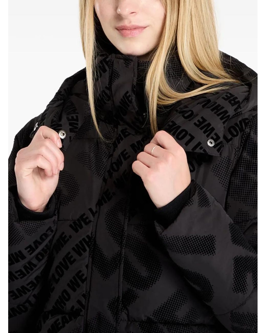 Desigual Black Long-Sleeve Padded Coat