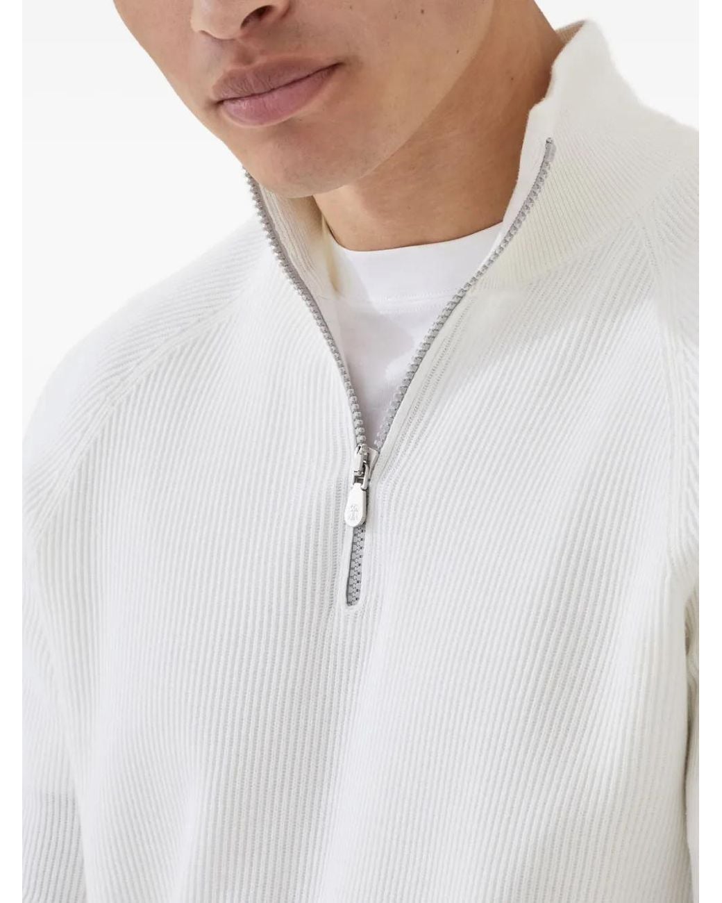 Brunello Cucinelli Klassischer Pullover in White für Herren