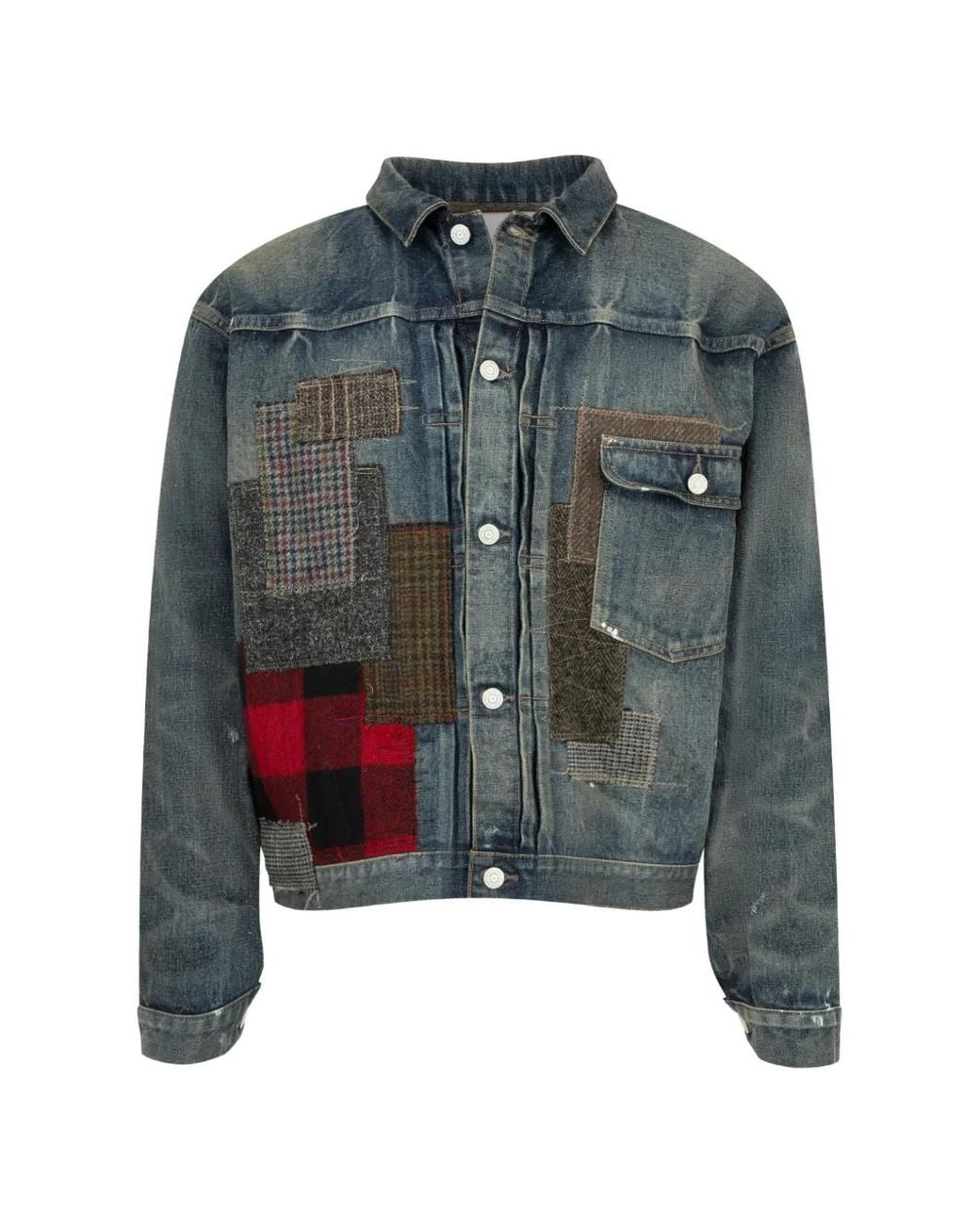 Junya Watanabe Blue Patchwork Denim Jacket for men