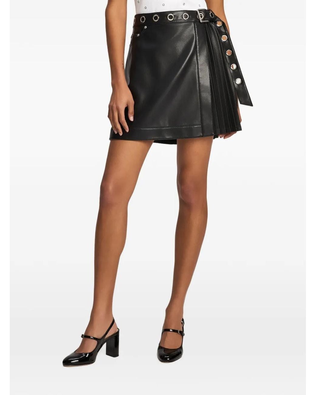 Cinq À Sept Black Santana Pleated Mini Skirt