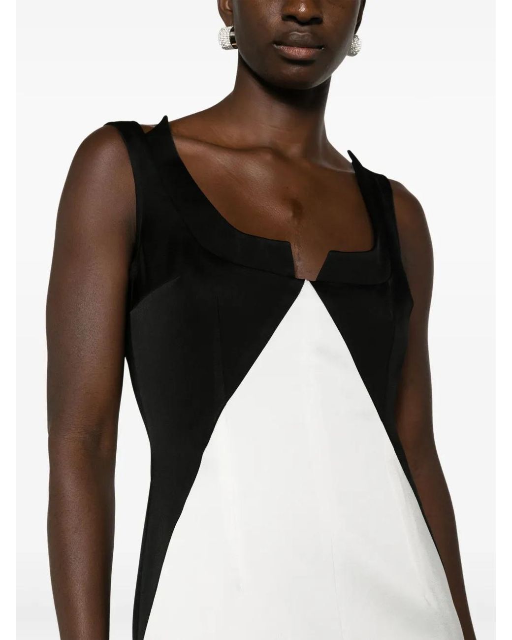 V:PM ATELIER White Cassis Colour-Block Crepe Maxi Dress