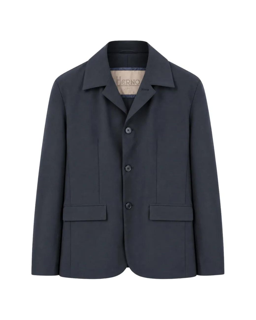 Herno Blue Single-Breasted Notched-Lapels Blazer for men