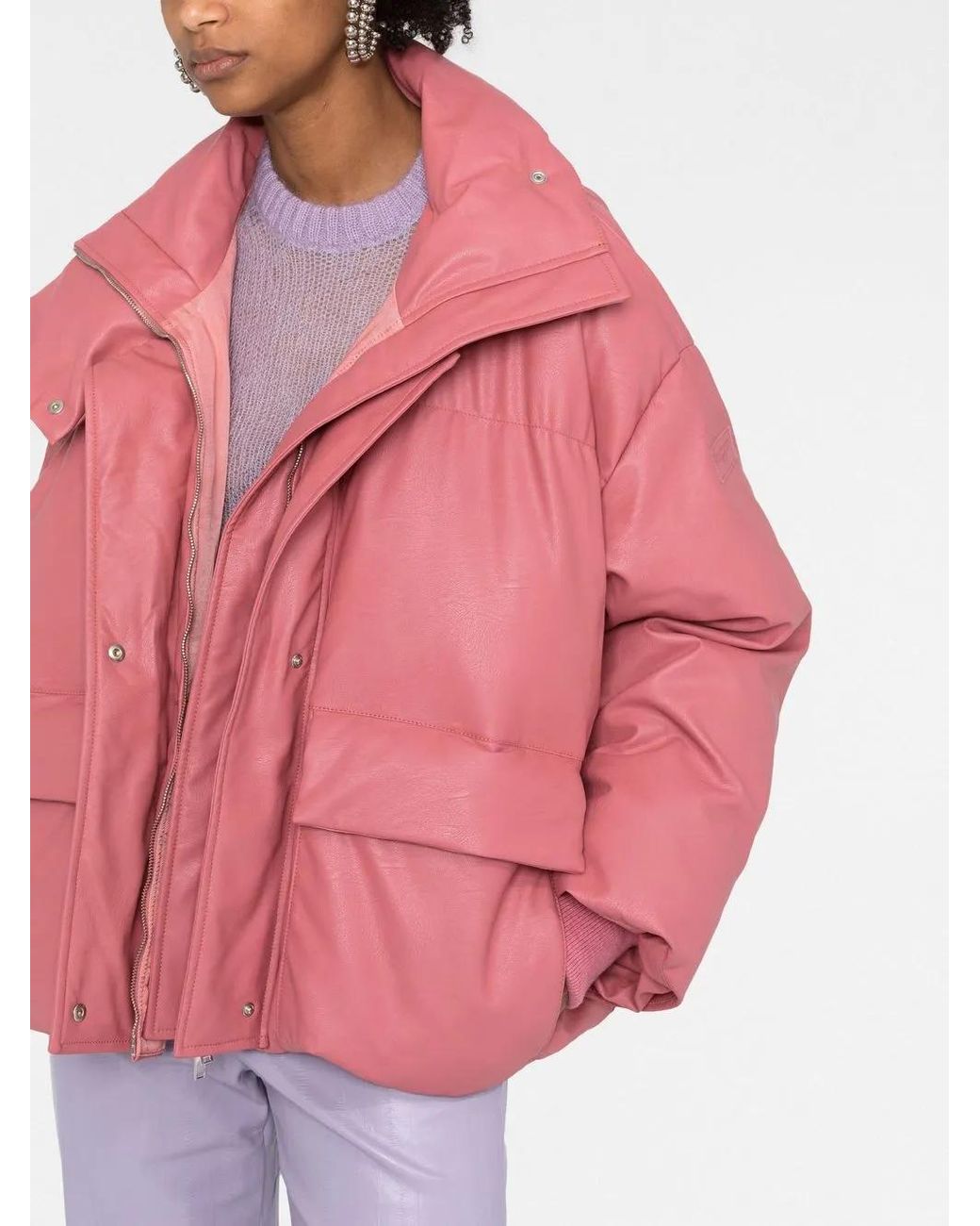 Stella McCartney Pink Faux-leather Puffer Jacket
