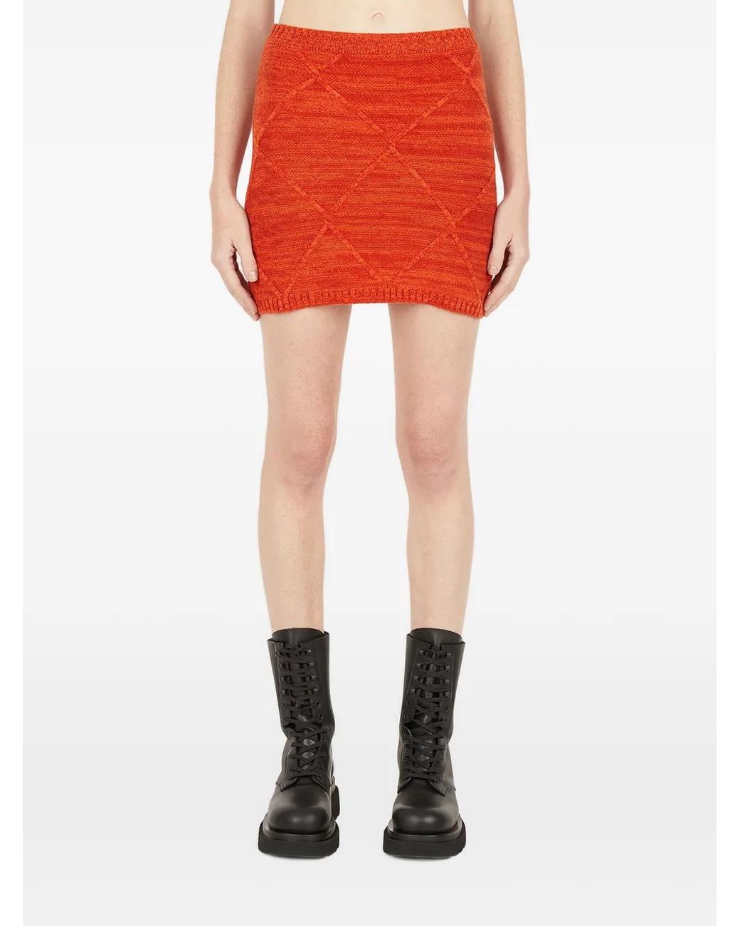 Wynn Hamlyn Red Knitted Mosaic Skirt