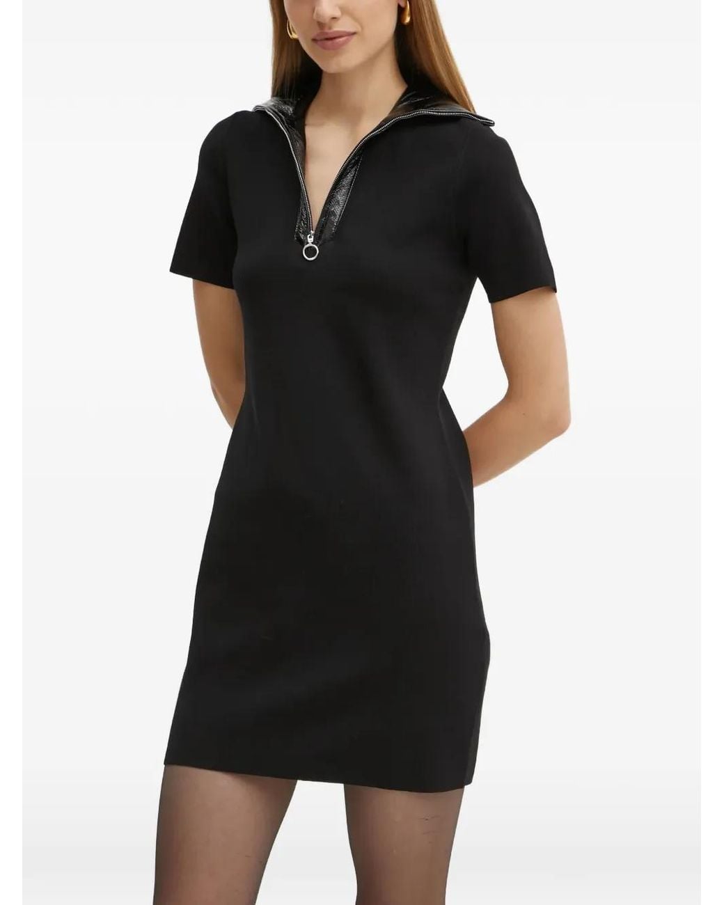 Morgan Black Zip Collared Mini Dress