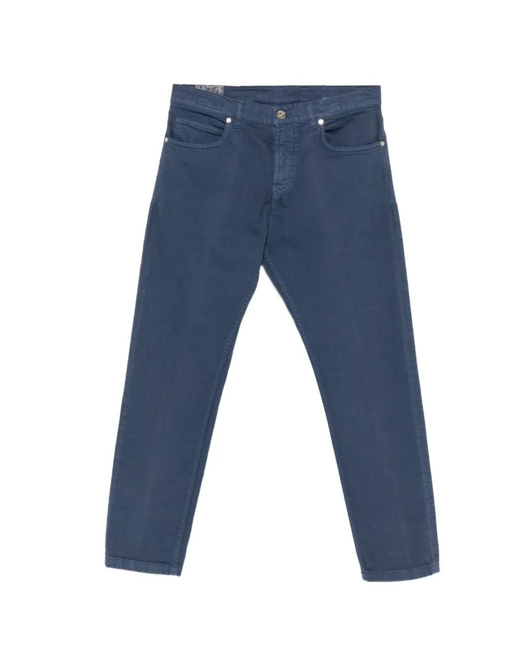 Eleventy Blue Five-Pocket Straight-Leg Trousers for men