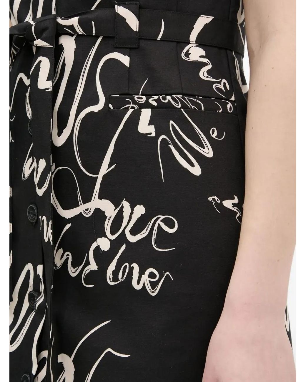 Desigual Black Script-Print Shirt Mini Dress