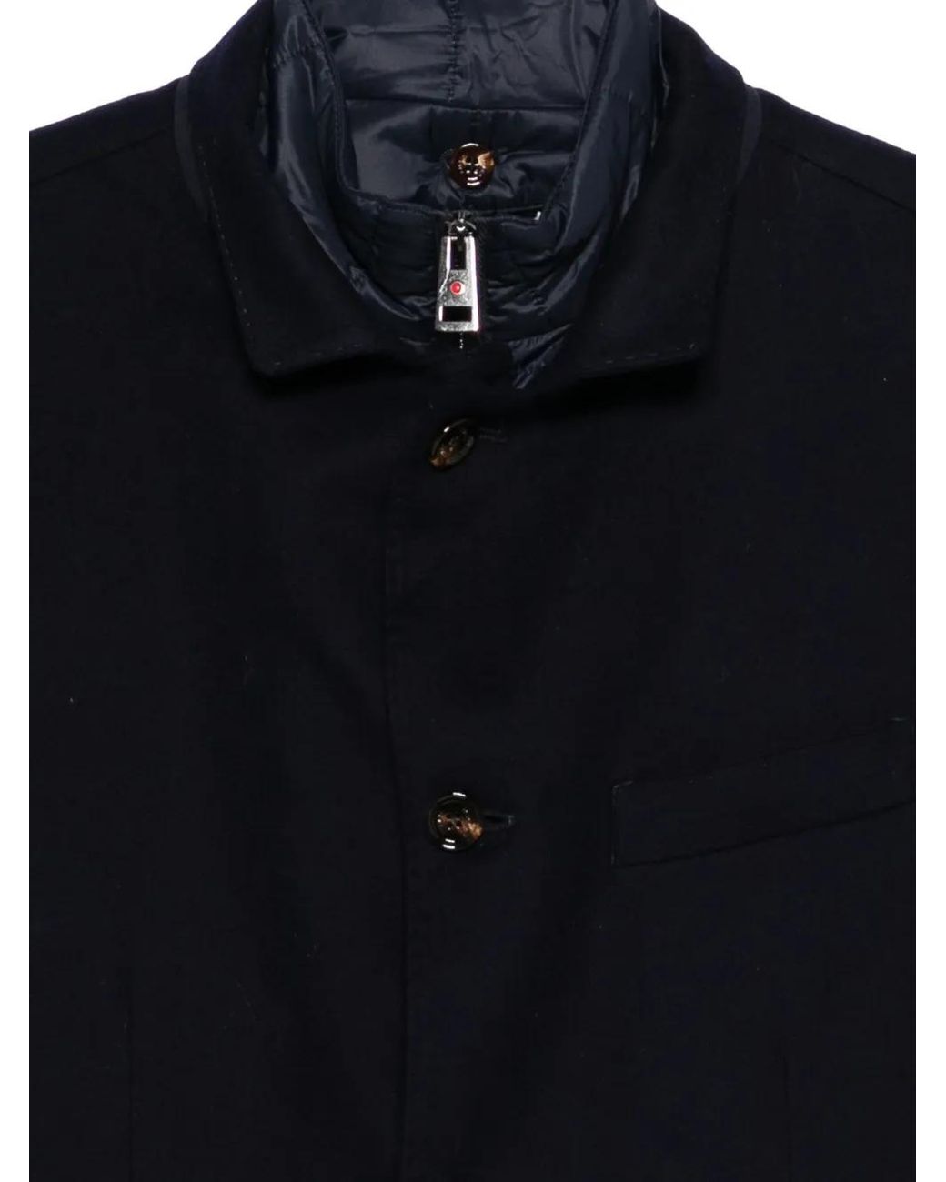 KIRED Blue Button-Fastening Detachable-Collar Jacket for men