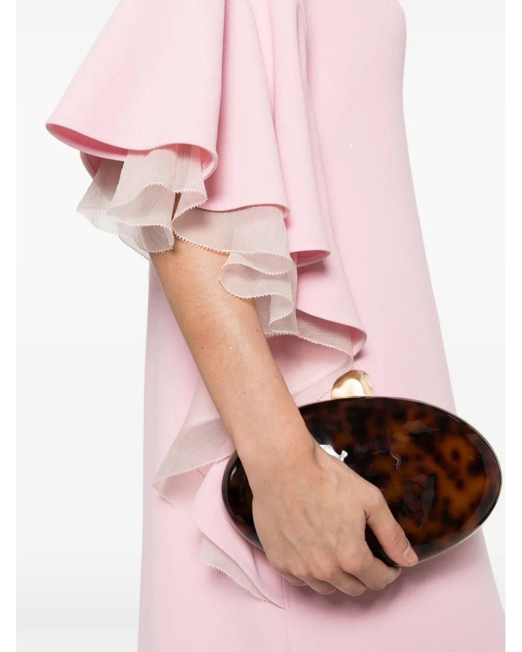 Alberta Ferretti Pink Ruffled V-Neck Dress