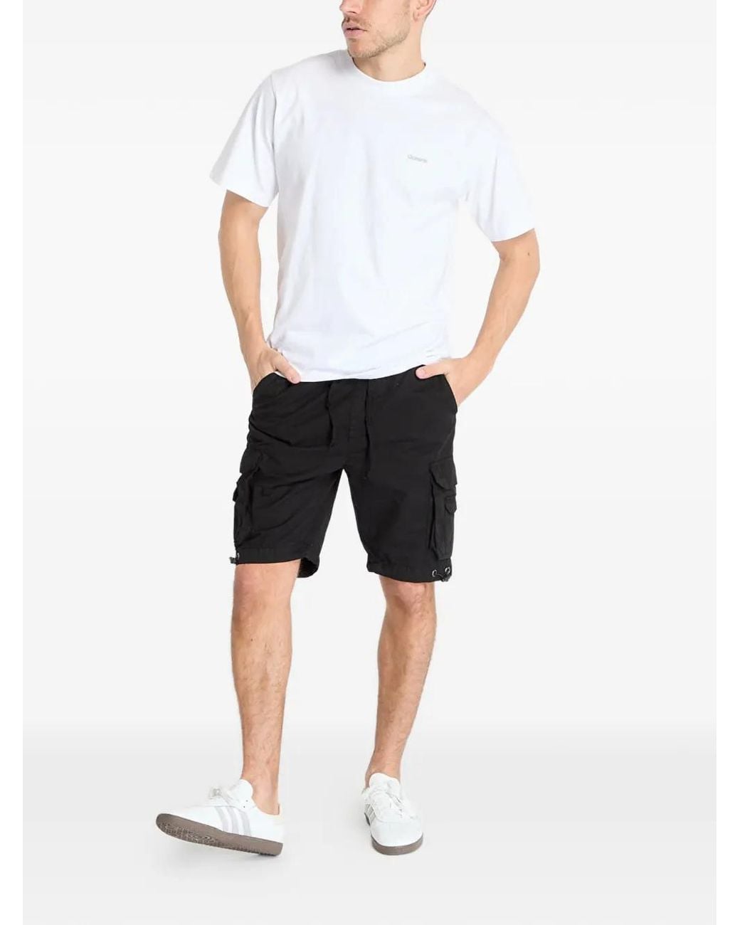 Urban Classics Black Drawstring Cargo Shorts for men