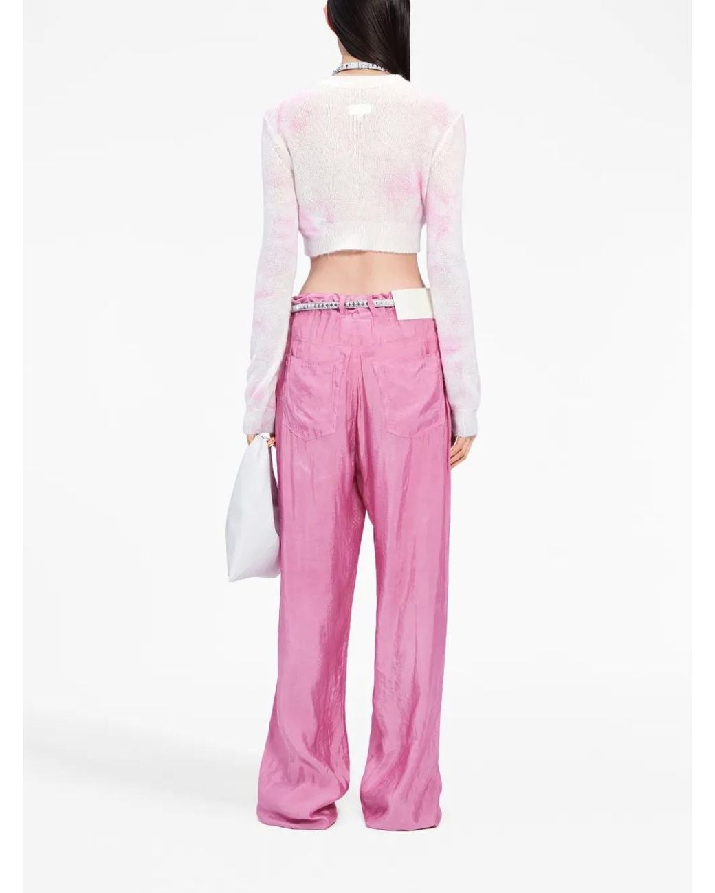 MM6 by Maison Margiela Pink Tie-Dye Cropped Jumper
