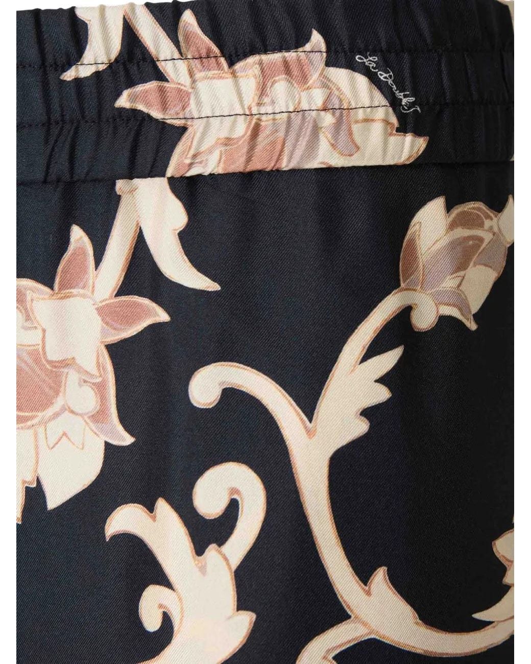 LaDoubleJ White Floral-Print Silk-Twill Palazzo Pants
