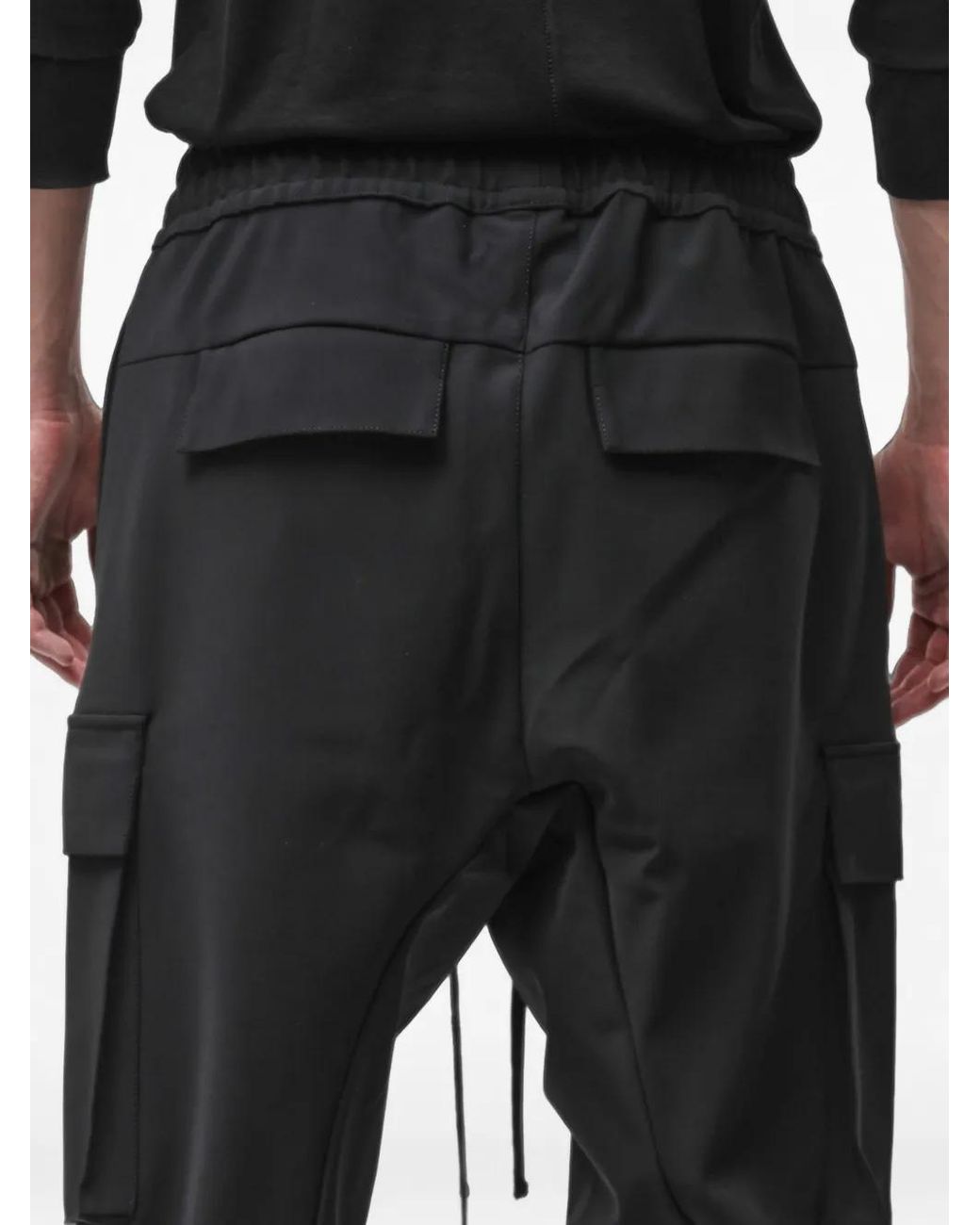 Thom Krom Black Drawstring-Waist Cargo Pants for men