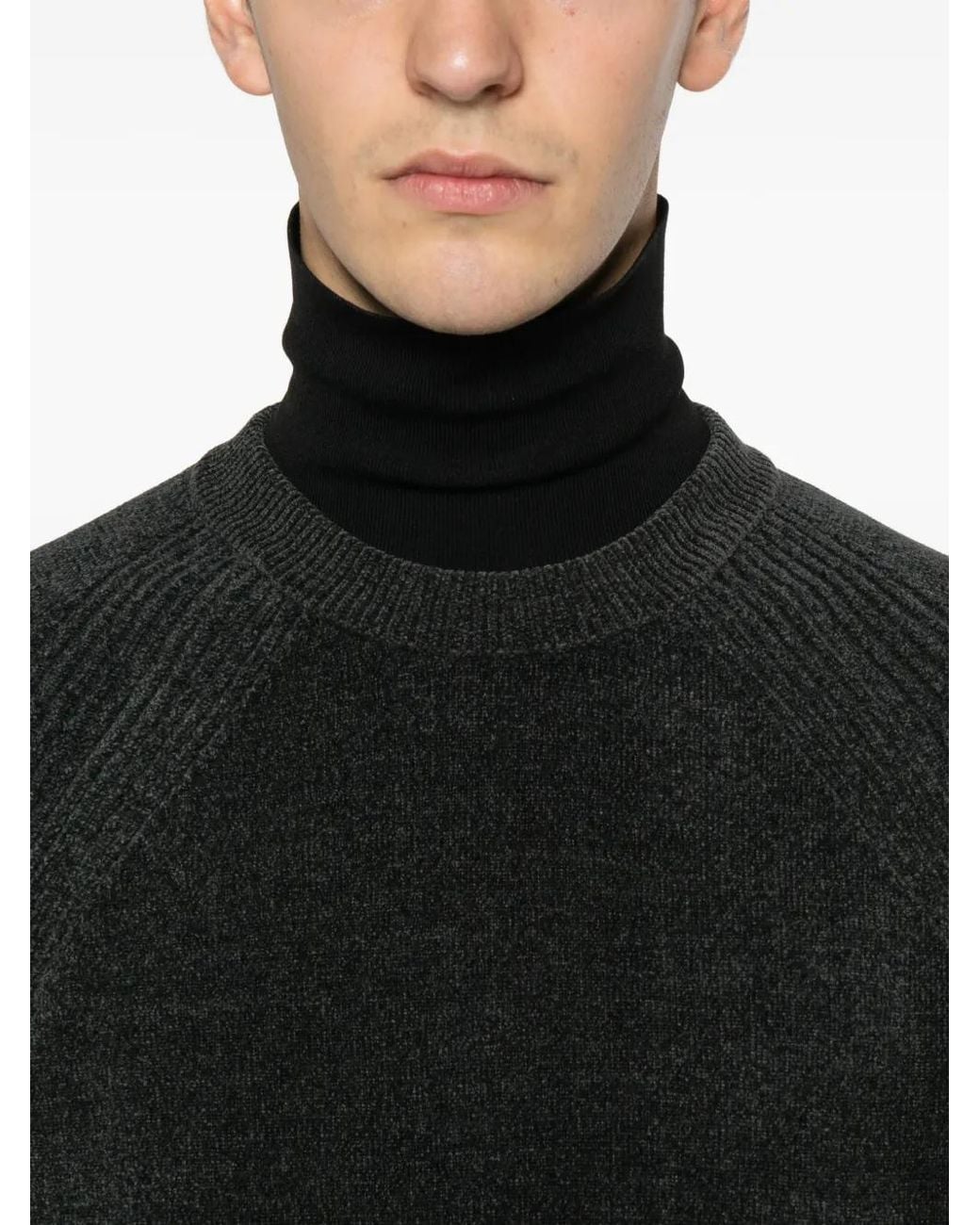 Peuterey Black Sironi 01 Ribbed Long-Sleeve Sweater for men
