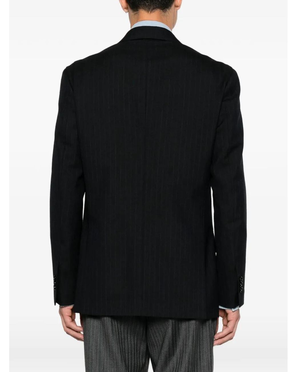Lardini Black Blazer Croisé À Fines Rayures for men