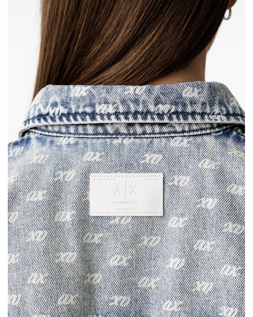 ARMANI EXCHANGE Gray Chemise En Jean À Logo Imprimé