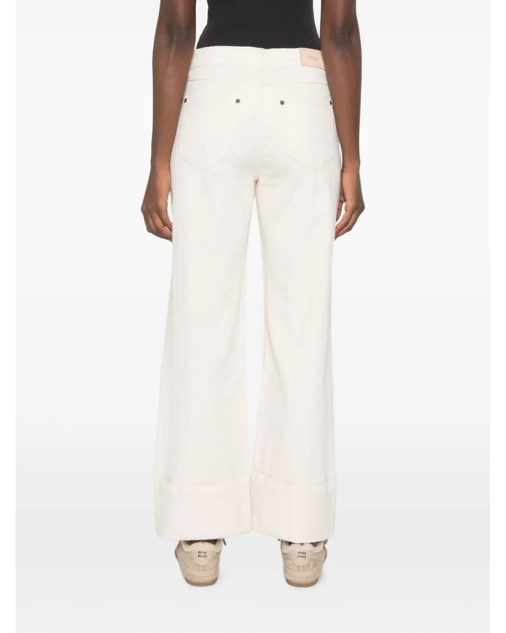 Yerse White Jean À Ourlet Retroussé