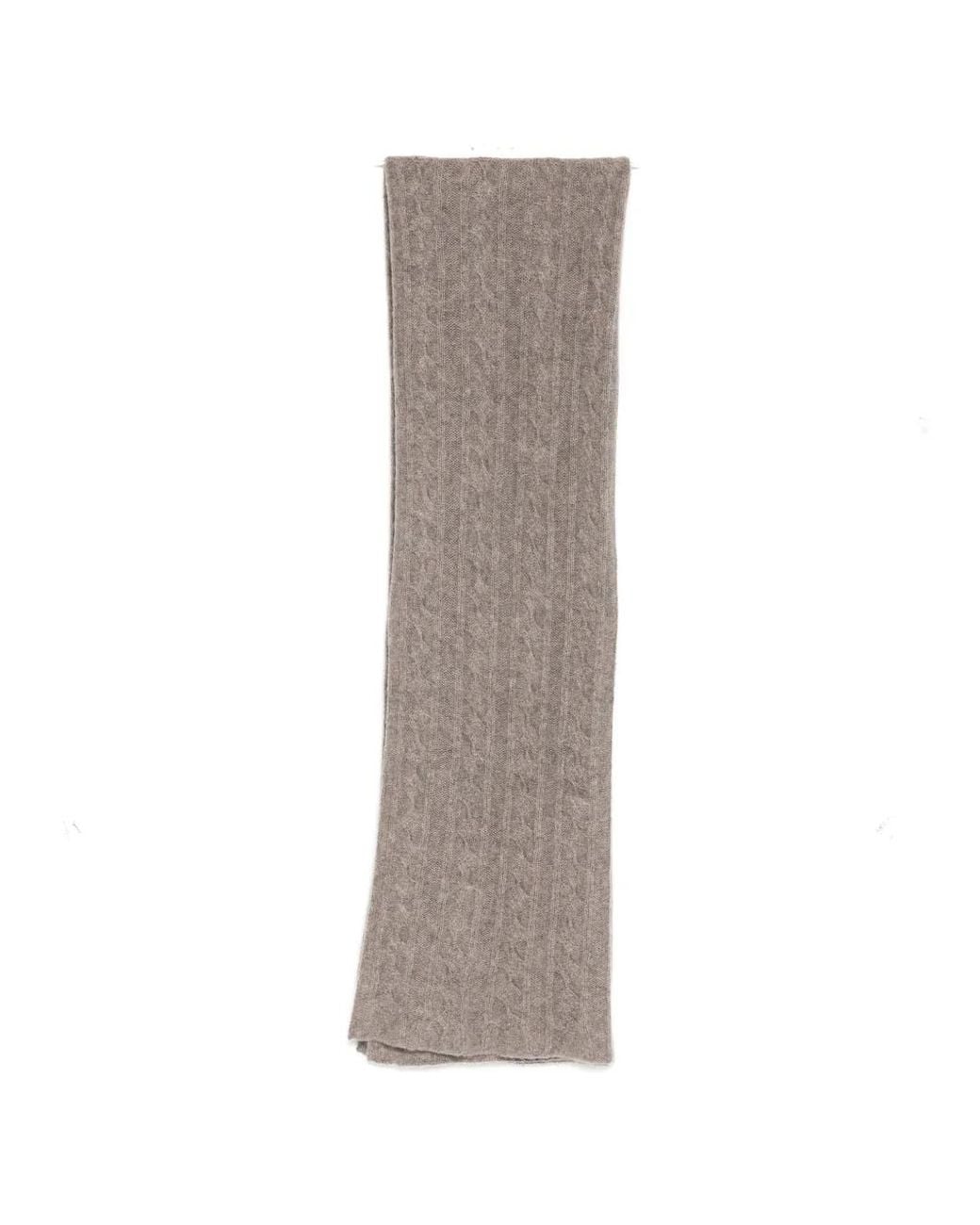 James Perse Brown Cashmere Cable-Knit Scarf