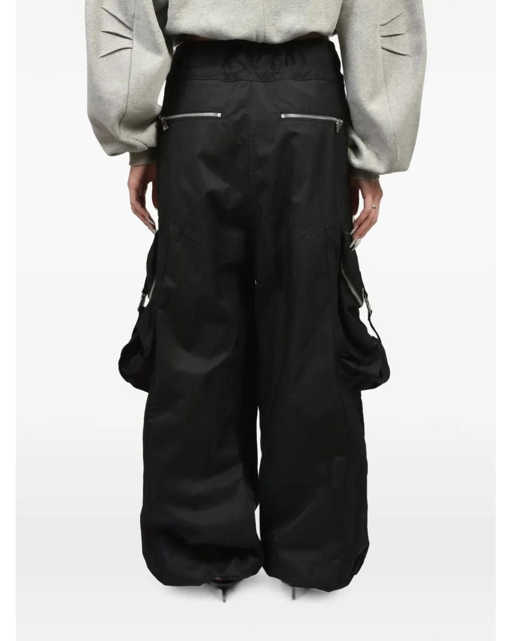 The Attico Black Drawstring-Waist Cargo Pants