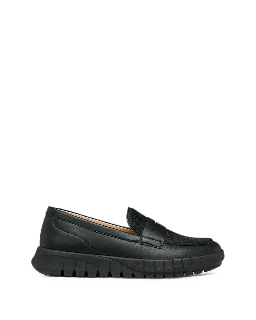 Geox Black Flextride Calf Hair-Panel Loafers