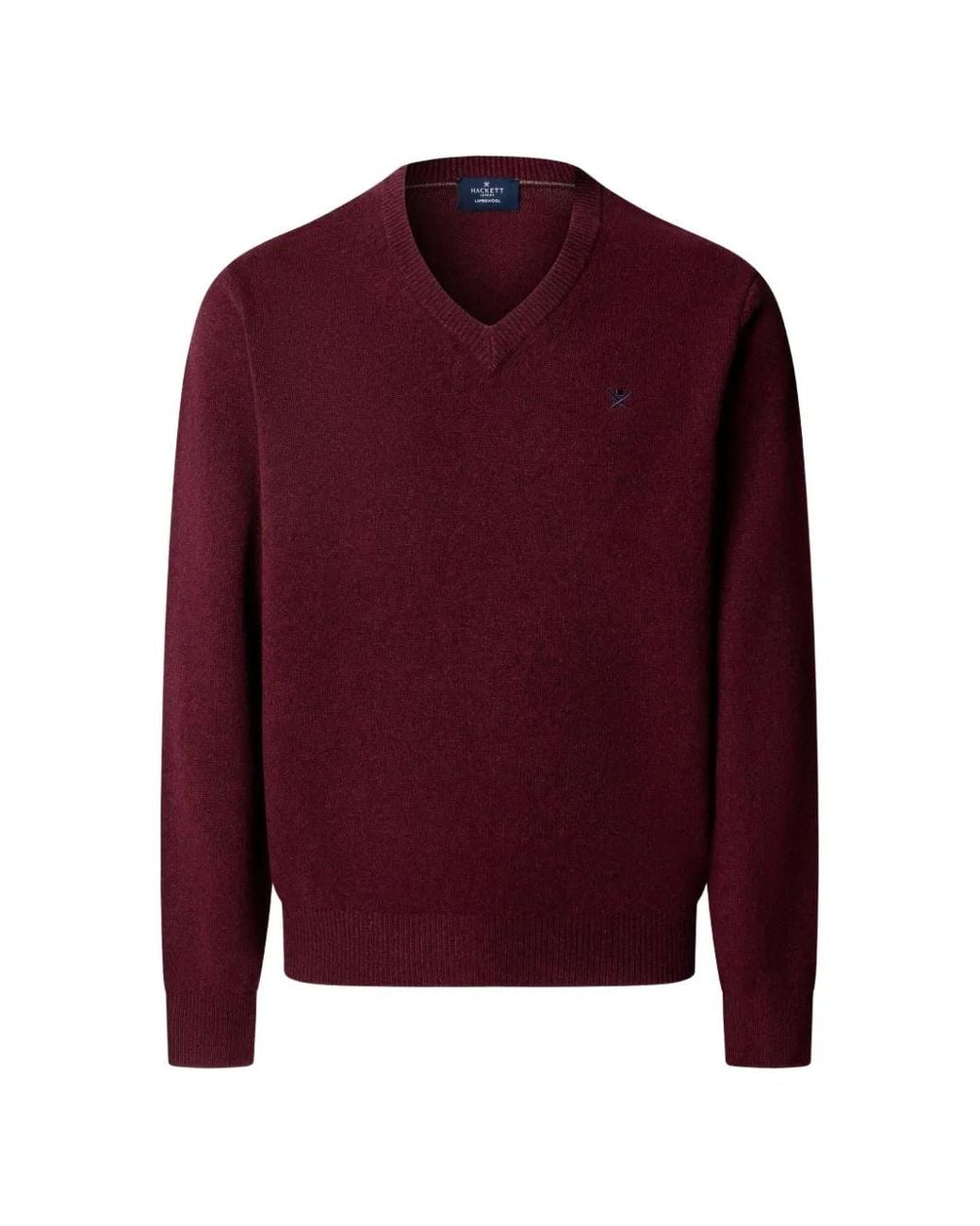 Hackett Red V-Neck Lambswool Sweater for men
