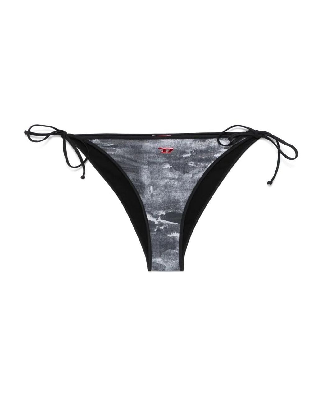 DIESEL Black Abstract-Print Bikini Bottoms