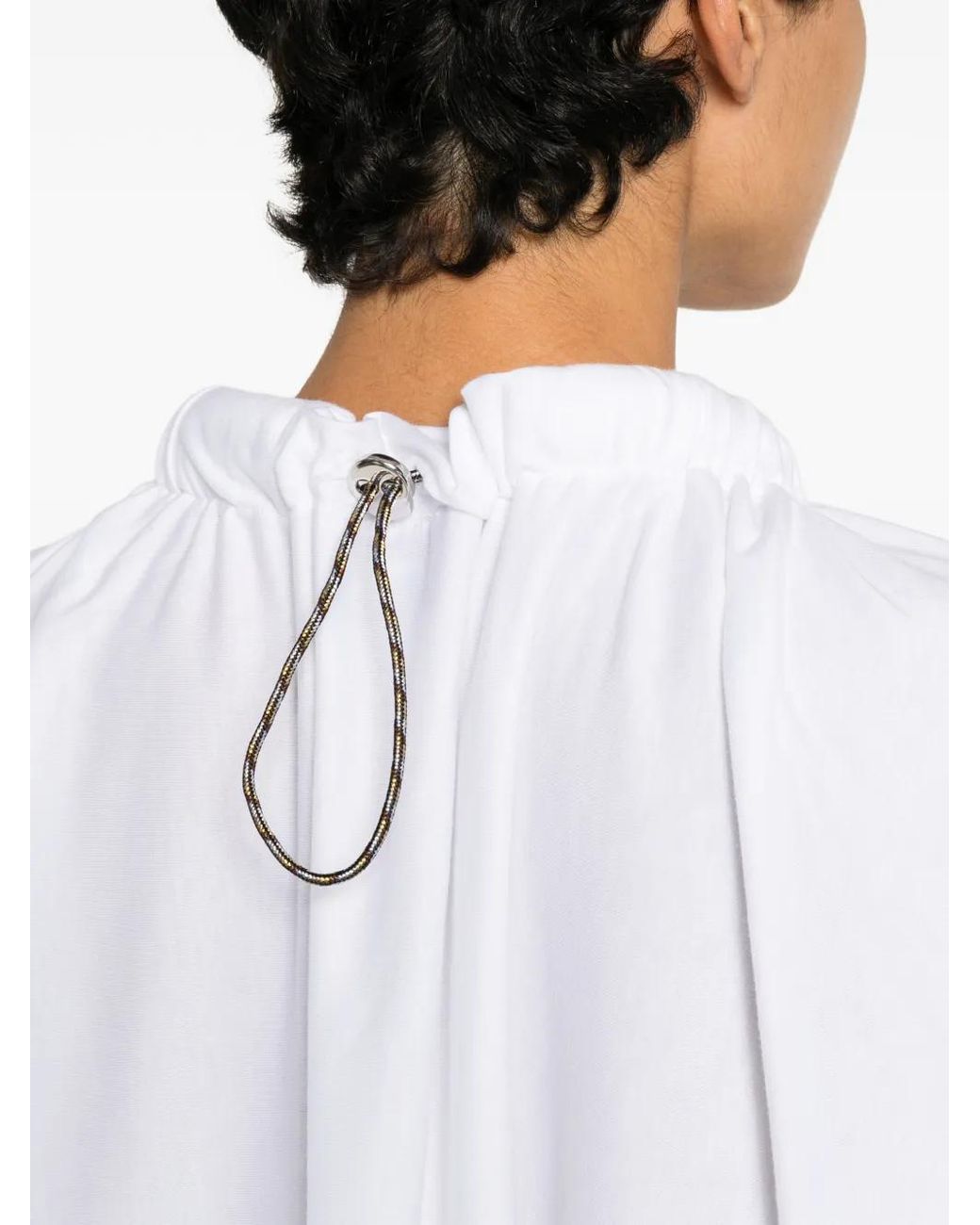Coperni White Flowing Draped Sleeves Cape Top