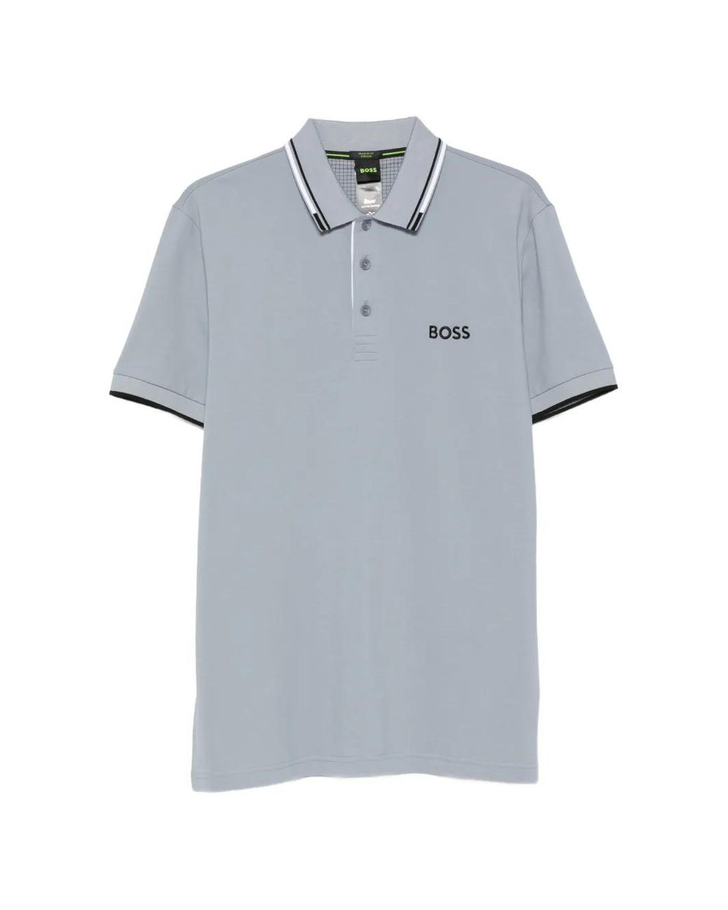 Boss Gray Logo-Print Tipped Polo Shirt for men