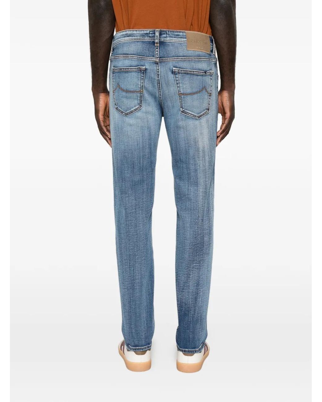 Jacob Cohen Blue Faded-Effect Straight-Leg Jeans for men