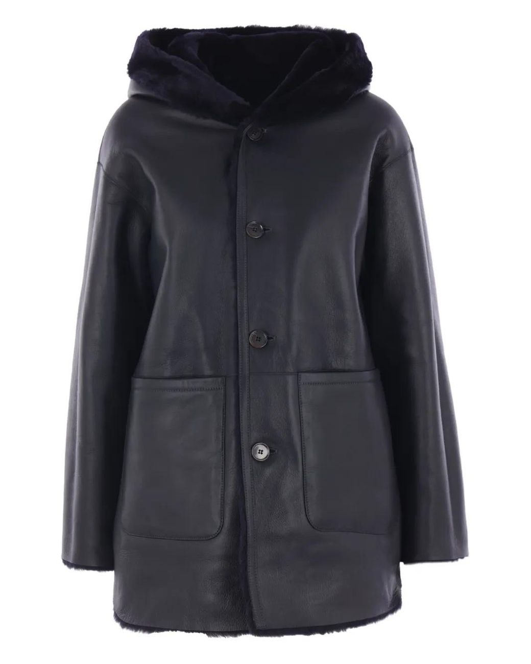Arma Blue Hooded Shearling Coat