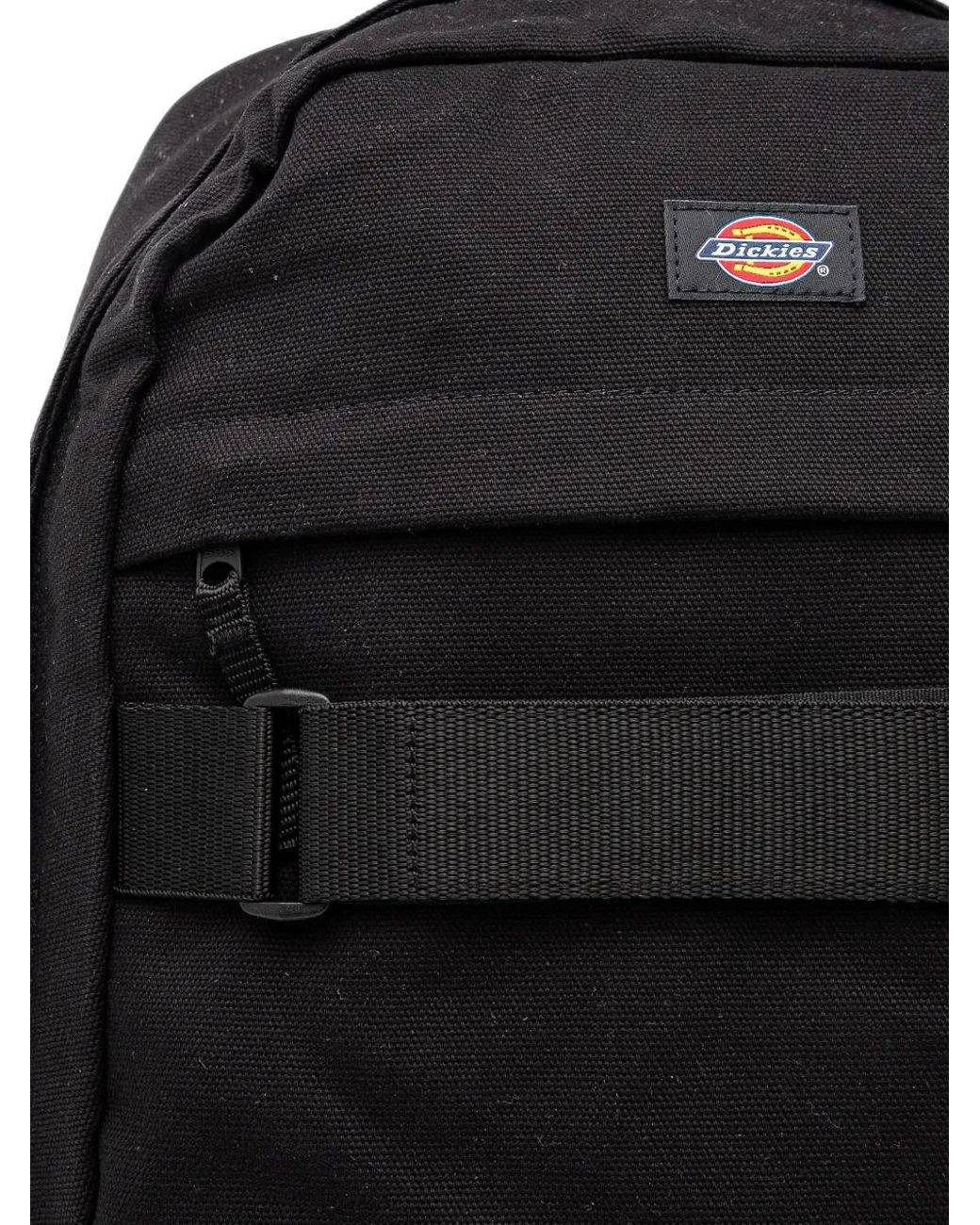 Dickies Black Logo-Patch Buckled-Strap Backpack