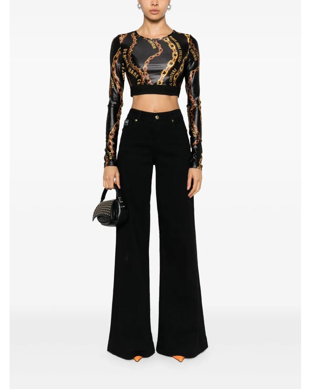 Versace Jeans Couture Black Chain Couture Crop Top